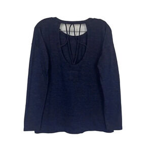 Chaser Relaxed Long Sleeve Jersey Top Medium Navy Blue Criss Cross Back Boho NWT